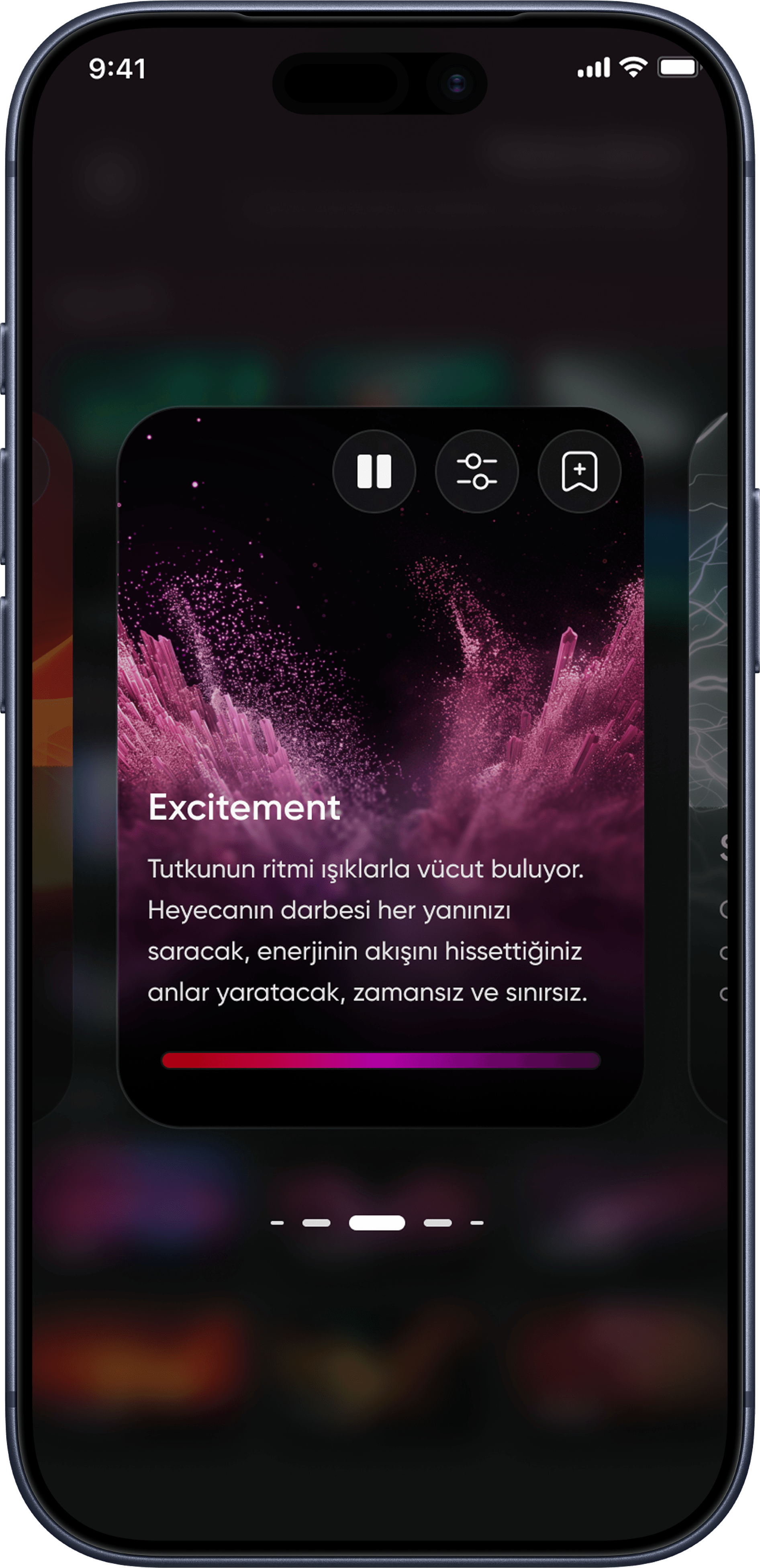 Tema detay modalı: oynat, ayarla, kaydet